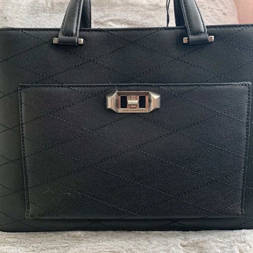 REBECCA MINKOFF | Je T’aime Work Bag Tote - Black Leather - Picture 5 of 17
